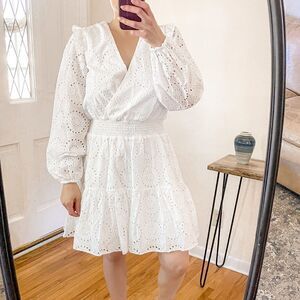 Lilly Pulitzer Taviana Eyelet Long Sleeve Dress Resort White